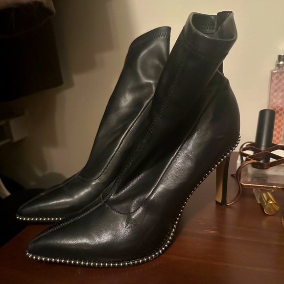 Black Bar III Sock boot heels with silver detailing - Picture 2 of 5